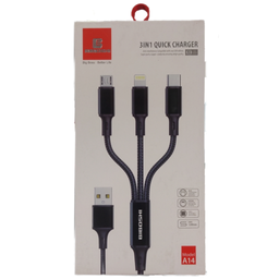 کابل فست شارژ 3in1 بیبوشی مدل A14 طول 120 سانتی‌ متر