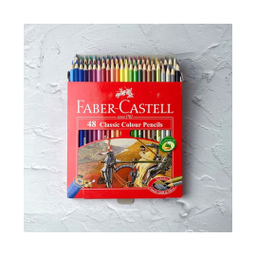 مداد رنگی 48 رنگ فابرکاستل مدل Classic به همراه پاک کن رنگ قرمز