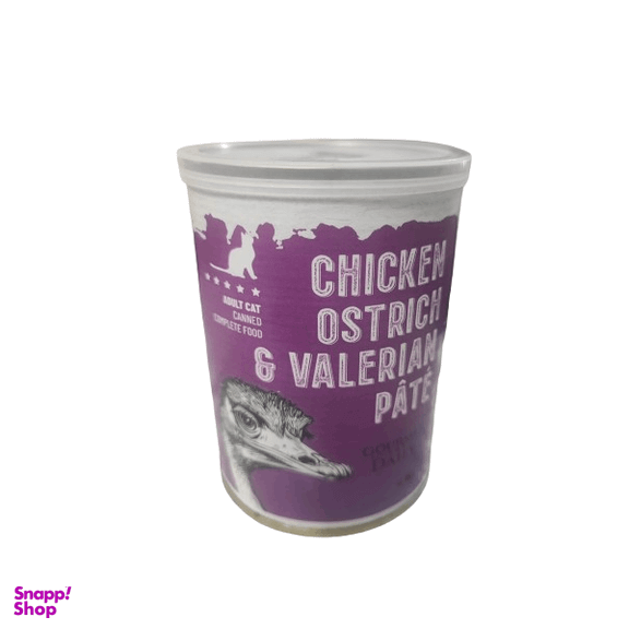 کنسرو گربه DPS طعم شترمرغ و گوشت مرغ و سنبل الطیب وزن 400 گرم