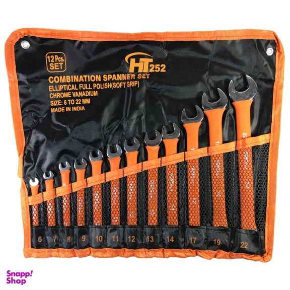 آچار یکسر تخت یکسر رینگی اچ تی 252 مدل HT252A مجموعه 12 عددی