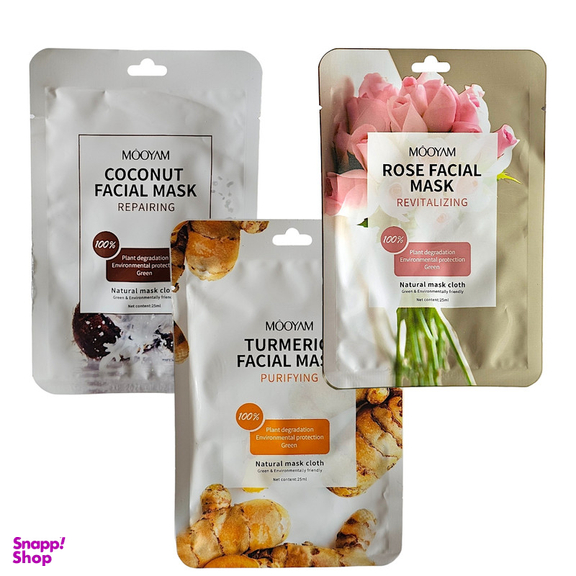 ماسک صورت مویام مدل گل رز نارگیل زنجفیل حجم 25 میلی لیتر بسته 3 عددی