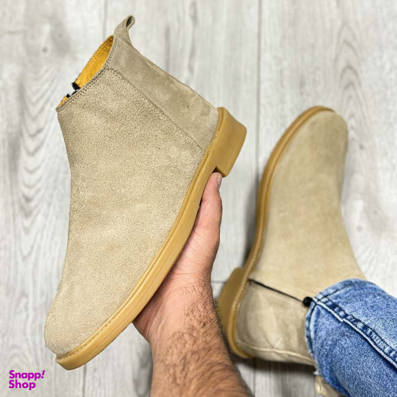 بوت چرم طبیعی مردانه مدل چلسی کد 950 رنگ خاکی