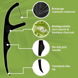 نخ دندان کانفیدنت مدل ذغالی کمانی مجموعه 2 بسته 50 عددی