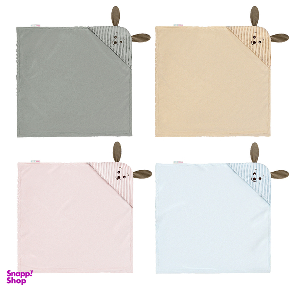 پتو دورپیچ کلاه دار نوزادی پینک بلو مدل خرگوش