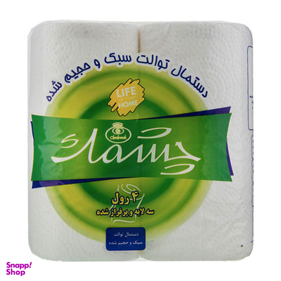 دستمال کاغذی رولی سه لایه چشمک بسته 4 عددی