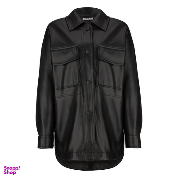 کت چرم زنانه سرژه مدل 232129 رنگ مشکی