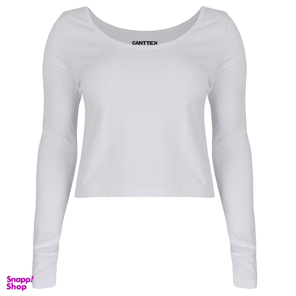 کراپ‌ تیشرت آستین بلند زنانه کانتکس مدل 249014501 رنگ سفید