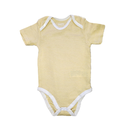 بادی آستین کوتاه نوزاد لوپیلو طرح راه راه رنگ سفید و زرد