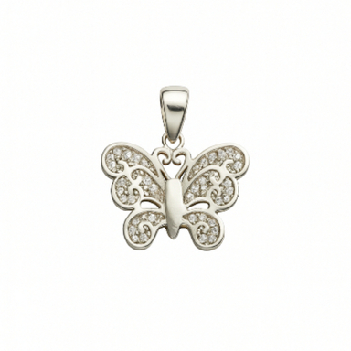 پلاک گردنبند نقره زنانه طرح پروانه کد 410877 PLK