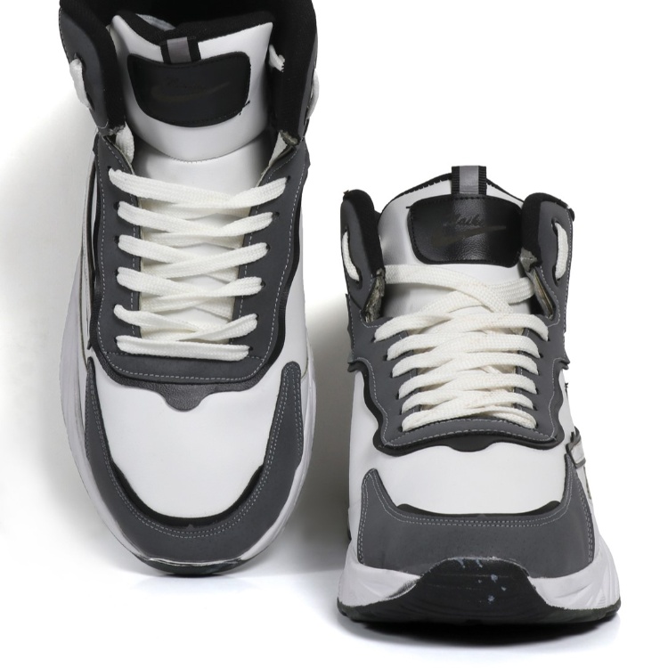 نیم بوت مردانه مدل km2004 رنگ سفید مشکی