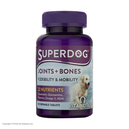 قرص مکمل سگ ویتابیوتیکس مدل SuperDog Joints Bones بسته 60 عددی