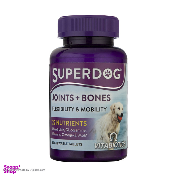 قرص مکمل سگ ویتابیوتیکس مدل SuperDog Joints Bones بسته 60 عددی