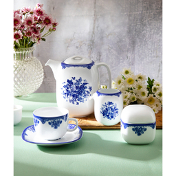 سرویس چینی غذاخوری 27 پارچه چینی زرین ایران مدل کواترو طرح فلورانس درجه عالی