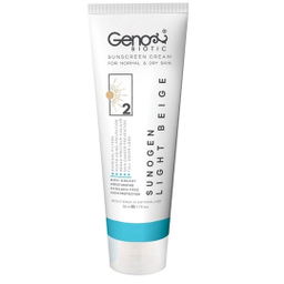 کرم ضد آفتاب SPF50 ژنوبایوتیک مدل بژ روشن مناسب پوست نرمال تا خشک حجم 50 میلی لیتر
