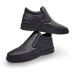 نیم بوت طبی مردانه چرم ریباری مدل Z24 رنگ مشکی