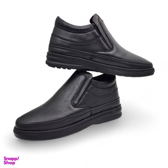 نیم بوت طبی مردانه چرم ریباری مدل Z24 رنگ مشکی