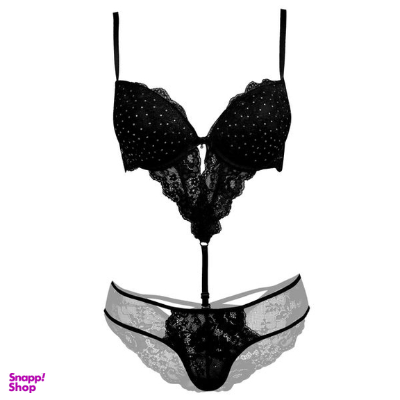 ست شورت و سوتین زنانه ماییلدا مدل فنردار پوش آپ کد 4616 رنگ مشکی