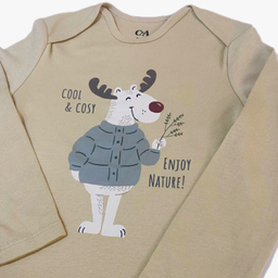 بلوز بادی نوزادی دکمه دار سی اند ای مدل گوزن