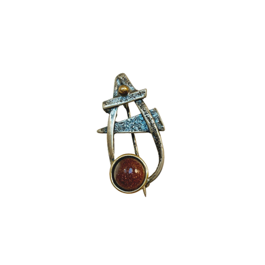گل سینه نقره 925 عیار زنانه طرح بیضی و دایره کد 45012 GLSN