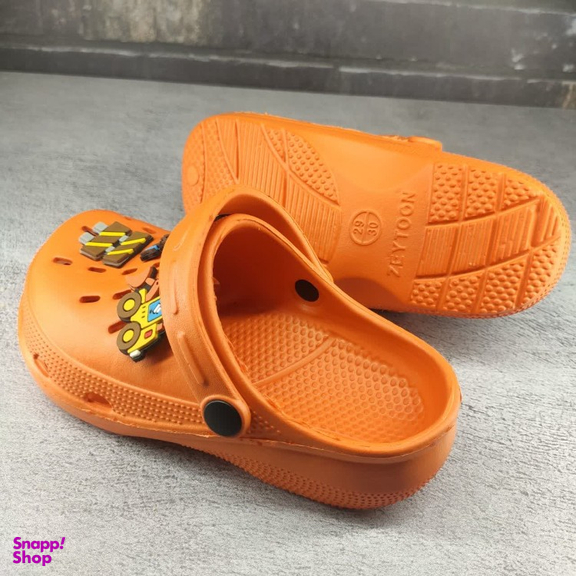 صندل بچگانه زیتون طرح کراکس مدل تراکتور رنگ نارنجی