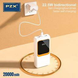 پاوربانک پی زد ایکس مدل V27 Fast Charging 22.5W Cabled ظرفیت 20000 میلی آمپر ساعت
