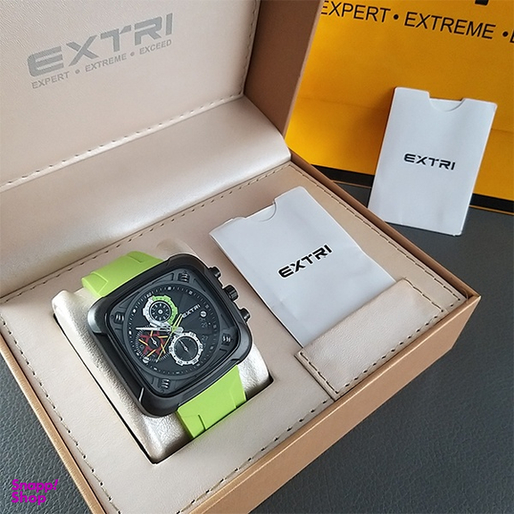 ساعت عقربه ای مردانه اکستری کد X6057-E رنگ مشکی سبز روشن