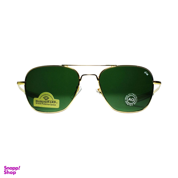 عینک آفتابی مردانه امریکن اپتیکال مدل اسکای مستر اویاتور سایز 56 با فریم طلایی و عدسی سبز آمریکایی