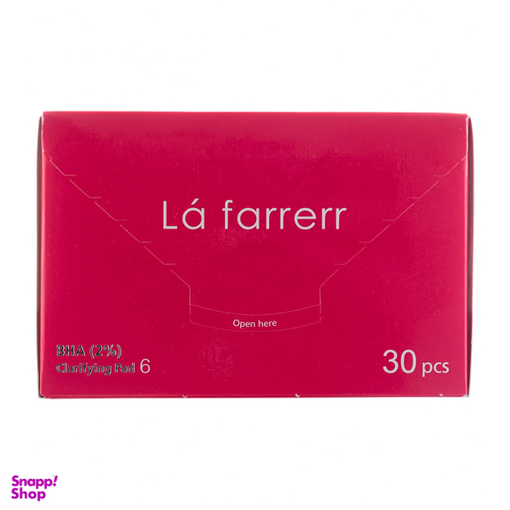 پد لایه بردار و پاکسازی کننده پوست لافارر مدل شماره 6 حاوی %2 BHA بسته 30 عددی
