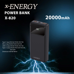 پاوربانک ایکس-انرژی مدل X-820 22.5W ظرفیت 20000 میلی آمپر ساعت