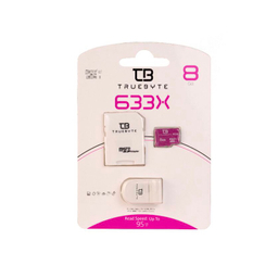 کارت حافظه microSD HC تروبایت مدل 633X کلاس 10 استاندارد UHS-I U1 ظرفیت 8 گیگابایت به همراه کارت‌خوان