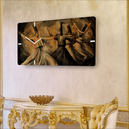 ساعت دیواری چارگوش طرح رقص سماع مدل RC07