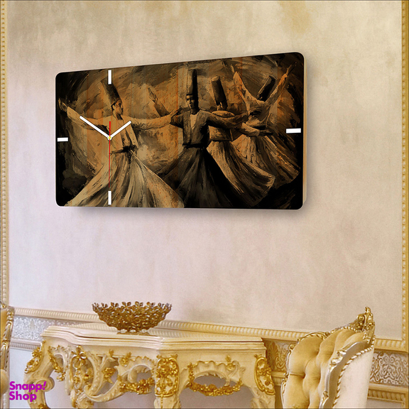 ساعت دیواری چارگوش طرح رقص سماع مدل RC07