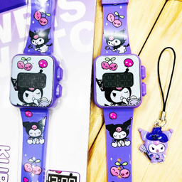 ساعت مچی دیجیتال دخترانه مدل کرومی عروسکی به همراه آویز