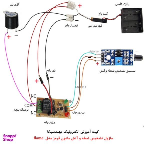کیت آموزش الکترونیک مهندسیکا مدل ماژول تشخیص شعله و آتش مادون قرمز flame-009