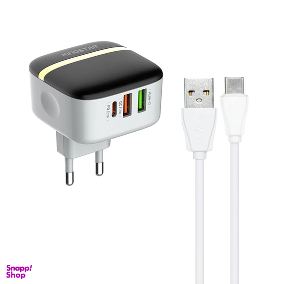 شارژر دیواری 32 وات کینگ استار مدل KW196 PD به همراه کابل USB-C