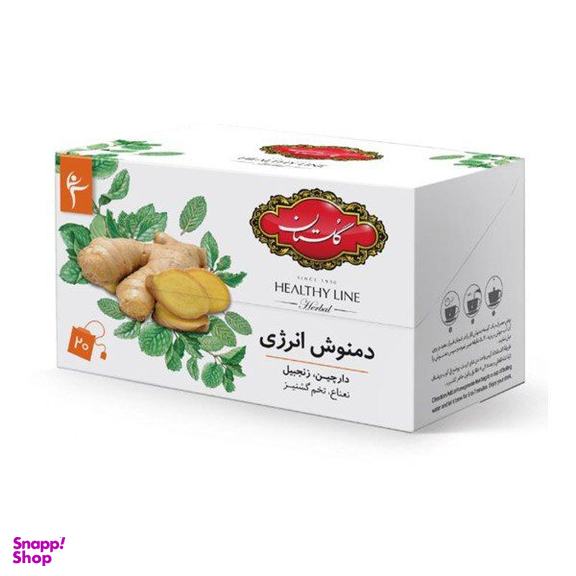 دمنوش مخلوط گیاهی انرژی زنجبیلی گلستان بسته ۲۰ عددی