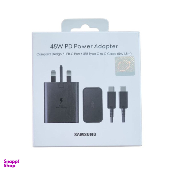 شارژر دیواری 45 وات سامسونگ مدل EP-T4510 به همراه کابل تبدیل USB-C و مبدل برق مارکن