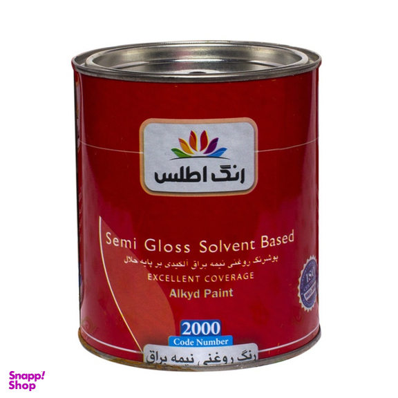 پوشرنگ روغنی سفید نیم براق اطلس کد 2000 حجم 1000 میلی لیتر