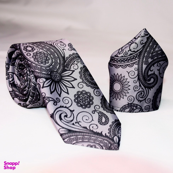 ست کراوات و دستمال جیب مردانه آیکت مدل بته جقه محو کد z2