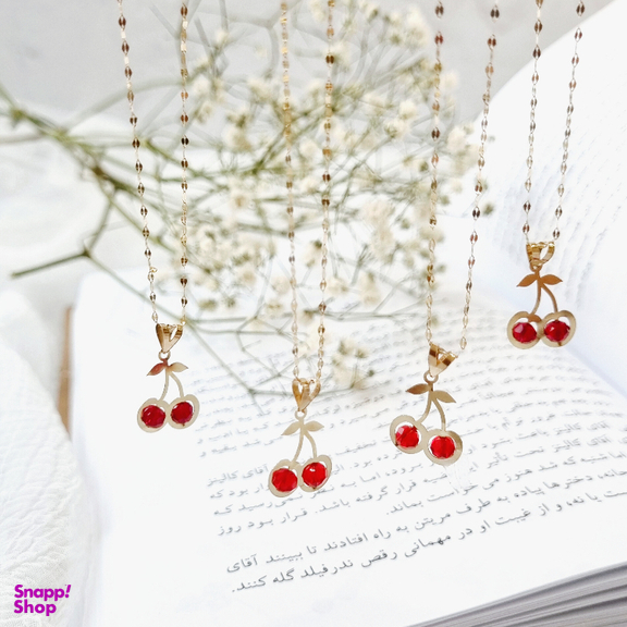 پلاک گردنبند زنانه طلا 18 عیار گوزن طرح گیلاس کد 74BK