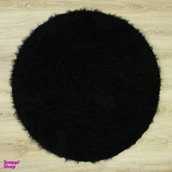 فرش ماشینی شاران هوم طرح خز پرز بلند فانتزی مدل اسفنج دار زمنیه مشکی