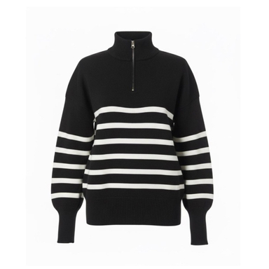 پولیور بافت زنانه طرح راه راه مدل ایلیا رنگ مشکی