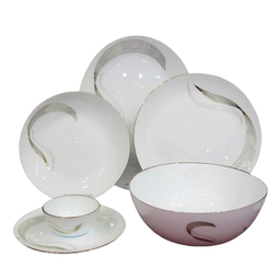 سرویس غذاخوری ۲۶ پارچه مقصود مدل شمل طلا لب طلا