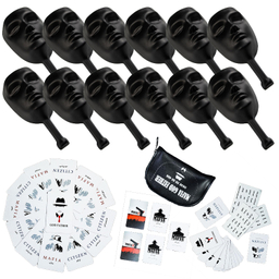 ماسک ایفای نقش مافیا مدل اشرافی بسته 12 عددی رنگ مشکی به همراه 30 کارت بازی