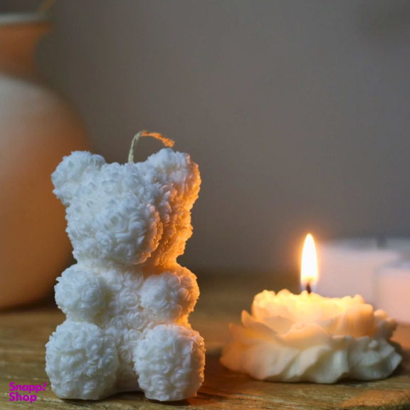 شمع طرح خرس مدل گل رز