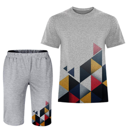 ست تیشرت و شلوارک مردانه مدل انتزاعی A11