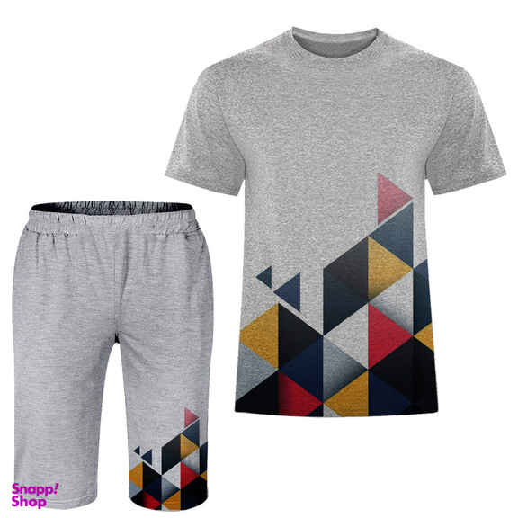 ست تیشرت و شلوارک مردانه مدل انتزاعی A11