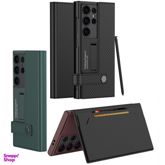 کیف چرم گوشی موبایل جی کی کی مدل Folding Support مناسب سامسونگ Galaxy S24 Ultra