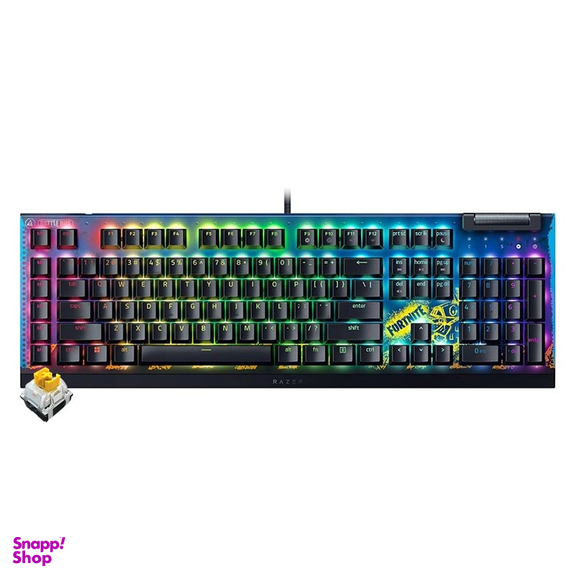 کیبورد باسیم مخوص بازی ریزر مدل Blackwidow V4 X Fortnite Yellow Switches کد 13