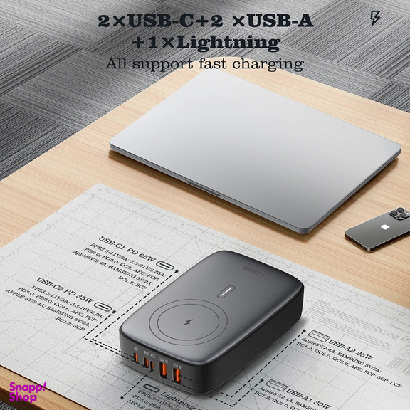 شارژر رومیزی الدینیو مدل GAN-6IN1-Q4010-140W